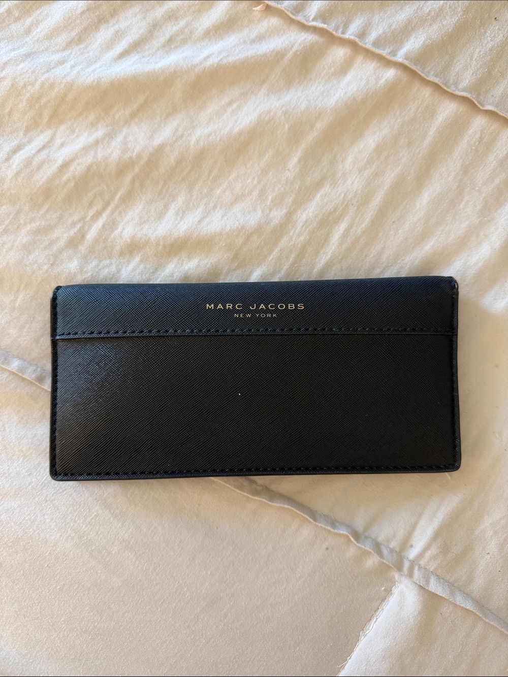 Marc Jacobs Black & Gold Saffiano Leather Card Holder